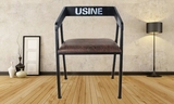 美式复古铁艺实木吧台椅仿古做旧餐桌椅防锈客厅餐椅低靠背椅子