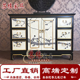 新中式彩绘玄关柜 明清花鸟手绘客厅装饰储物餐边柜桌家具定制做