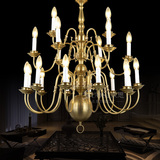 高档欧式全铜吊灯美式客厅餐厅楼梯吊灯 地中海铜灯蜡烛灯吊灯