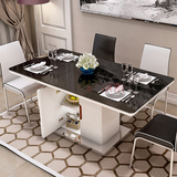 可伸縮折叠餐桌椅組合 简约现代 小户型钢化玻璃多功能储物餐台