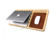 dpark 笔记本电脑13/14/15寸散热板 平板支架 木质座垫真皮鼠标垫
