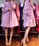 2015新款女秋装韩版时尚修身显瘦纯色大码毛呢风衣 JMLSMJ121