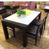 大理石餐桌椅组合 简约现代 长方形实木皮饭桌六人小户型欧式餐桌