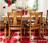 美式新古典宜家全实木长方形餐桌 美式做旧榫卯结构家具定做定制
