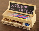 韩国木质铅笔盒 韩版可爱男文具盒 大容量女简约木制学生创意笔袋