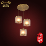 新中式餐厅灯全铜吊灯圆形楼梯灯具简约吧台过道铜灯美式房间灯饰