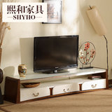 实木电视柜伸缩钢化玻璃简约地柜欧式大理石电视柜茶几组合家具