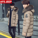 Afs Jeep/战地吉普男士羽绒服男中长款加厚修身冬装青年2015韩版