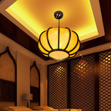 日式创意单头餐厅卧室吊灯会所茶室茶楼竹灯具简约南瓜单个 餐灯