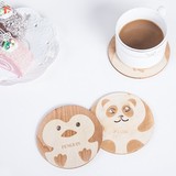 批发 创意中国风圆形立体镂空木质杯垫 餐垫 隔热垫-可爱动物