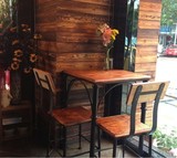 美式乡村铁艺实木餐桌椅 餐厅桌椅 快餐餐桌 奶茶店酒吧桌椅组合
