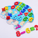 幼儿童宝宝手抓板数字英文字母形状拼图益智力玩具积木1-2-3-6岁