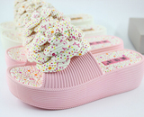 美佳泽夏季居家女 家用女鞋 防滑家居 塑料室内松糕跟凉拖鞋包邮