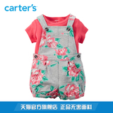 Carter's2件套装红色短袖T恤田园风背带裤全棉女婴儿童装121G495