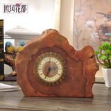 简约现代木质静音中式座钟可爱艺术客厅台钟创意床头欧式石英钟表