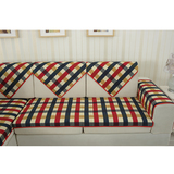 地中海布艺爱丁堡格子沙发垫坐垫防滑沙发巾双层三人座定做