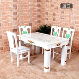 理石餐桌椅组合 长方形实木吃饭西餐桌子 方桌西餐台小户型天然大