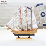 家居饰品 时尚工艺品摆设 客厅摆件 实木帆船模型哥德堡 一帆风顺