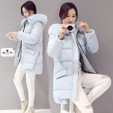 2016新款女修身大毛领长袖棉服韩版中长款羽绒棉衣冬装大码厚外套