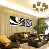 客厅装饰画沙发后墙上挂画 现代简约风格黑白抽象壁画 三联组合画