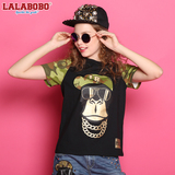 LALABOBO 拉拉波波2016年春季新款女装LALABOBO猿猴短袖T恤