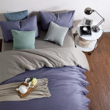 水漾纯色加厚纯棉四件套全棉1.8m简约素色床笠床单被套床上用品冬