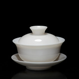 德化白瓷盖碗脂白青花汝窑茶具茶壶功夫盖碗敬茶碗纯白瓷器泡茶碗