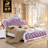 森爵欧式床 布艺床实木法式雕花韩式公主床高箱储物皮床绒布婚床