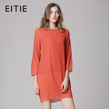 EITIE爱特爱商场同款2016春夏新款时尚显瘦蝙蝠袖拼接连衣裙女