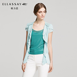 【新品】ELLASSAY歌力思2016夏季女装ol纯色钉珠拼接薄款针织开衫