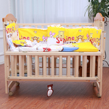 呵宝婴儿床实木无漆摇床BB宝宝床游戏摇篮床多功能可变书桌带蚊帐