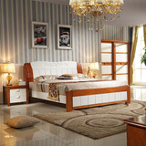实木床 1.8米地中海全实木床中式高箱储物床双人单人橡木床欧式床
