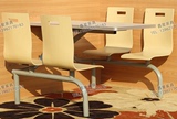 连体餐桌椅食堂桌椅 肯德基快餐桌椅组合简约现代一桌四椅