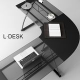 热卖电脑桌简约现代转角办公桌双人书桌家用台式钢化玻璃桌子写字