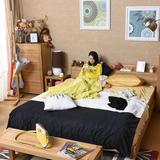 全实木床1.5米简约白橡木双人床1.8米日式婚床多功能带插座