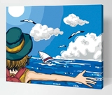 数字油画包邮手绘人物儿童diy油画数码大海风景客厅40x50拥抱自由