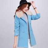 2015新款冬装朵以韩版修身优雅中长款加棉加厚呢子大衣毛呢外套女