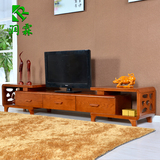 特价现代中式实木电视柜伸缩组合水曲柳烤漆地柜简约客厅家具包邮