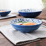 釉下彩陶瓷日式和风手绘超大号面碗汤碗创意螺纹拌面碗米饭碗套装