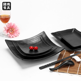 A5黑色磨砂仿瓷餐具碟子密胺塑料菜碟长方形日式寿司碟火锅小吃碟