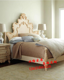原单外贸实木复古白色做旧双人床高档奢华公主床新古典欧美式家具