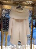 百丝BAISI 专柜正品女2015冬装新品 白色配围脖羊毛大衣AKF409531
