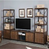 新款法式乡村复古电视柜铁艺实木电视机柜客厅柜墙边柜书柜置物架