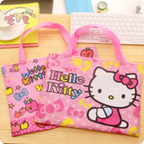 包邮韩版可爱卡通kitty文件袋 A4带手提布艺资料袋收纳拉链档案袋