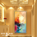油画 单幅有框画竖挂画别墅 酒店走廊玄关抽象装饰画简约现代壁画