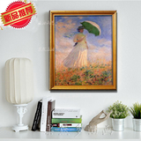 新品纯手绘油画欧式印象大师莫奈 撑伞的女人 客厅电视沙发玄关