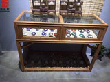 老榆木免漆玉器珠宝玻璃展柜实木精品首饰品木质带锁柜台家具定制
