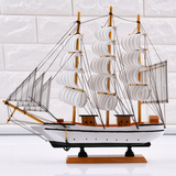 实木帆船模型一帆风顺小木船模型地中海风格家居饰品摆件手工制品