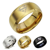 韩版时尚宽面单身男士戒指 创意超人霸气钛钢指环中指戒潮人必备