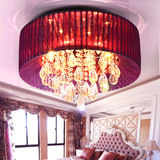 现代欧式简约餐厅水晶灯具 浪漫喜庆酒红色布艺婚房卧室吸顶灯饰